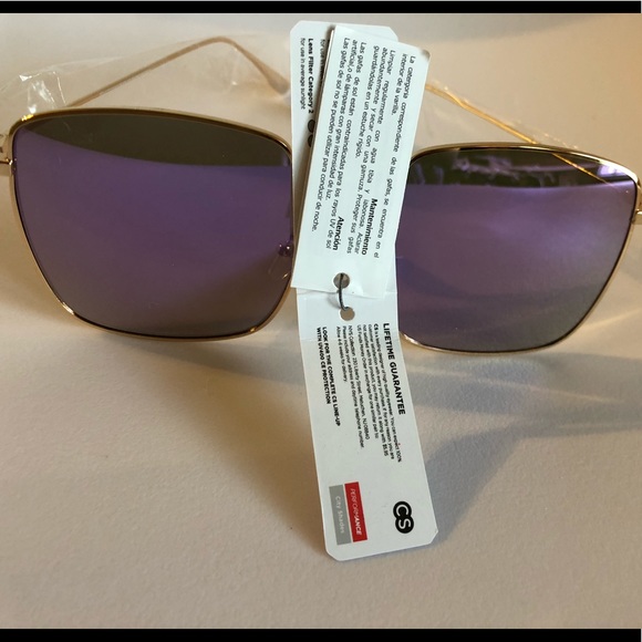 Oversized Square Rose gold thin mirror sunglasses - Picture 5 of 7